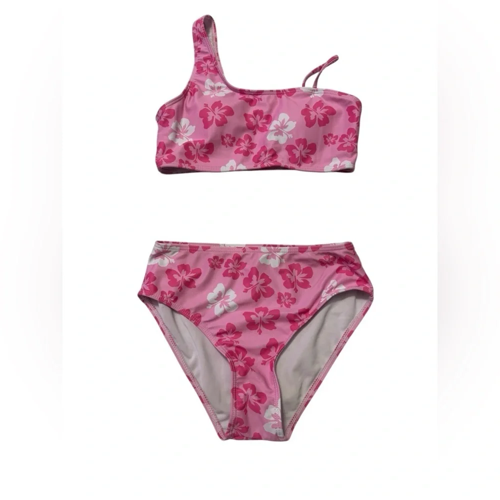 Girls Pink Tropical Bikini Set